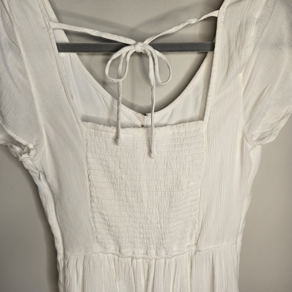 Hollister M Medium Long Tall White Cottagecore Fairy Boho Tiered Dress Button - Picture 11 of 11